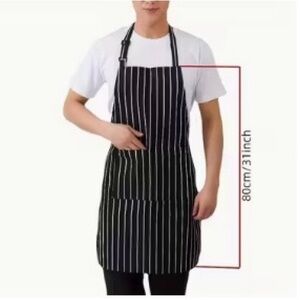 Pinstriped Adjustable Apron Black White
